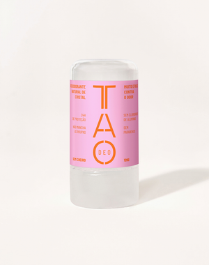 Desodorante Natural Cristal 120g Sem Cheiro TAO DEO — Stick Mineral Sem Cloridrato de Alumínio, Dura até 2 Anos Rosa