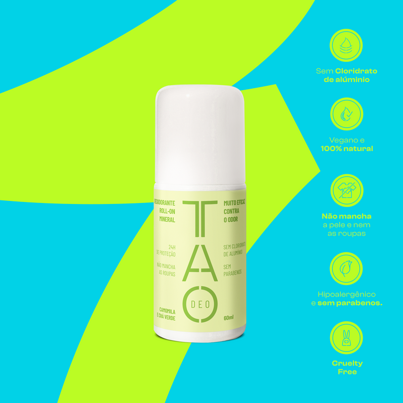 Desodorante Natural Sem Cloridrato de Alumínio TAO DEO Roll-on Camomila e Chá Verde 60ml