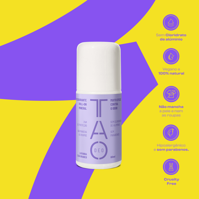 Desodorante Natural Sem Cloridrato de Alumínio TAO DEO Roll-on Lavanda e Chá Branco 60ml