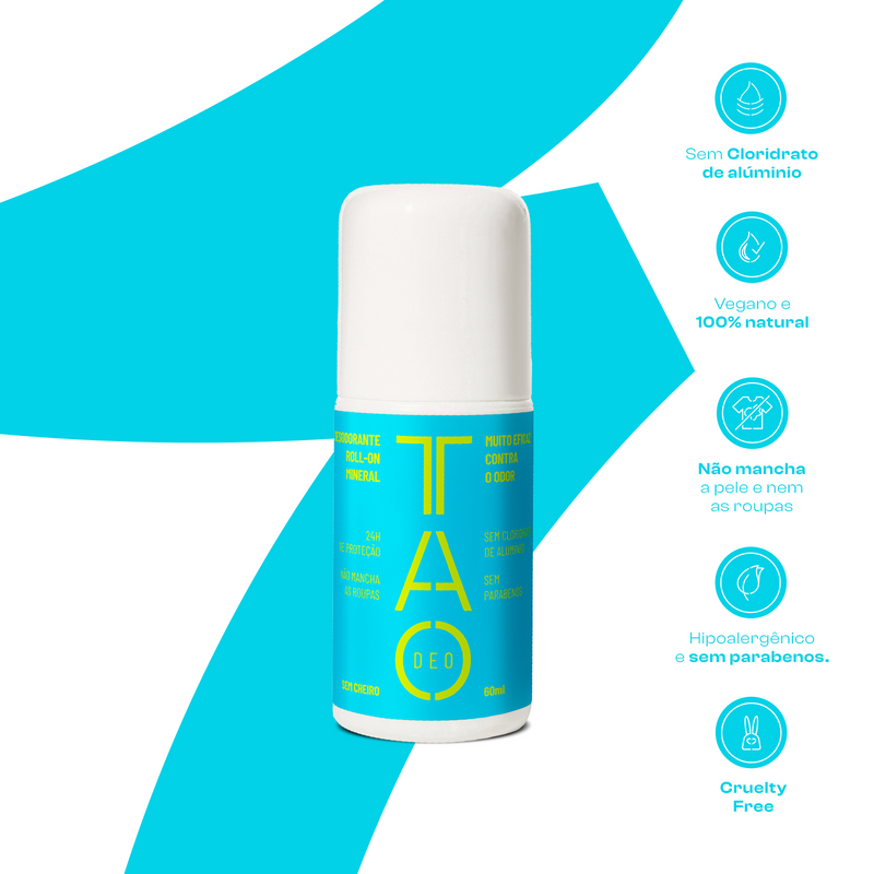 Desodorante Natural Sem Cloridrato de Alumínio TAO DEO Roll-on Sem Cheiro 60ml Azul
