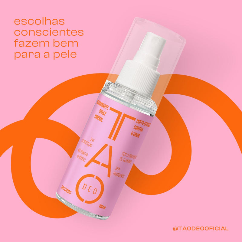 Desodorante Natural Sem Cloridrato de Alumínio TAO DEO Spray Sem Cheiro 100ml  Rosa