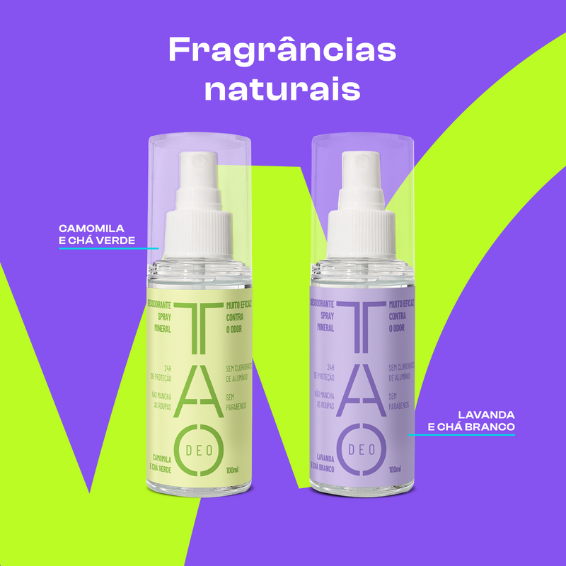 Desodorante Natural Sem Cloridrato de Alumínio TAO DEO Spray Lavanda e Chá Branco 100ml