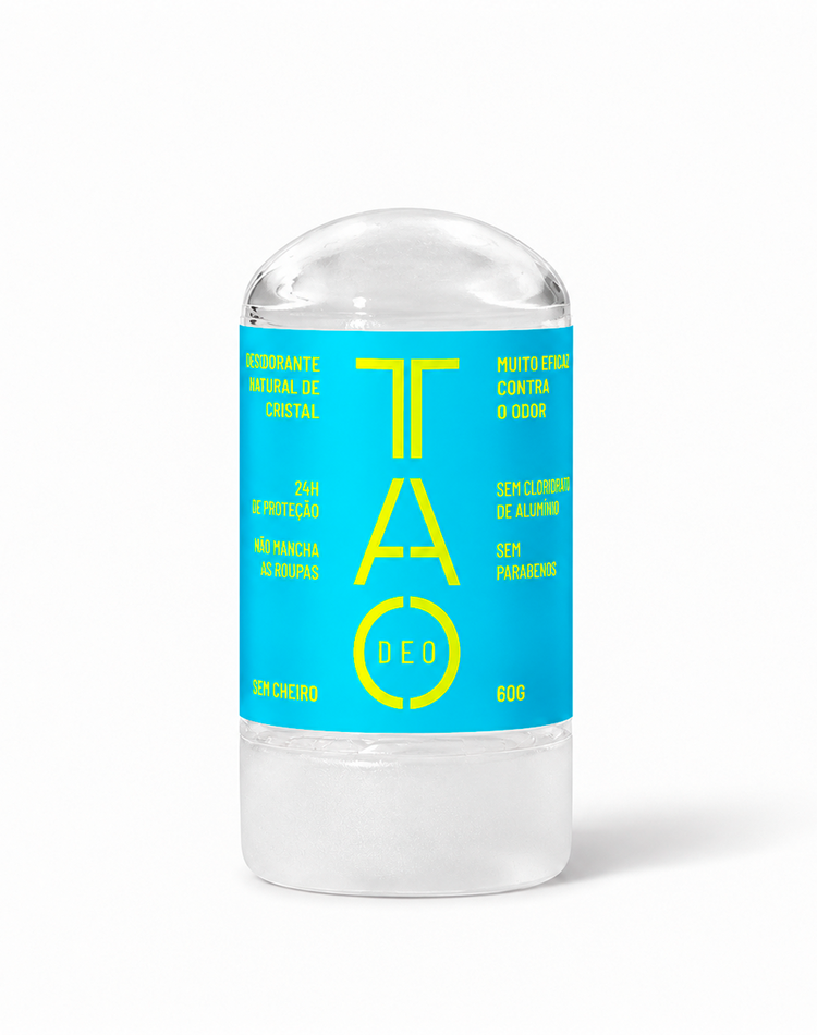 Desodorante Natural Cristal 60g Sem Cheiro TAO DEO — Stick Mineral Sem Cloridrato de Alumínio, Dura até 1 Ano Azul