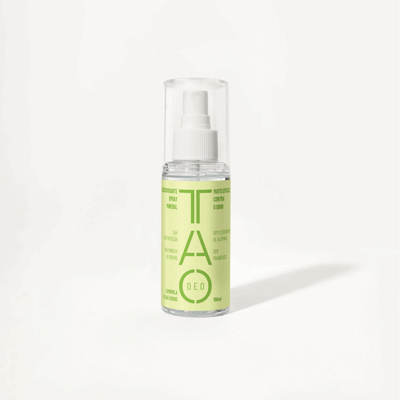 Desodorante Natural Spray 100ml. Camomila e Chá Verde, Sem Alumínio e Vegano.