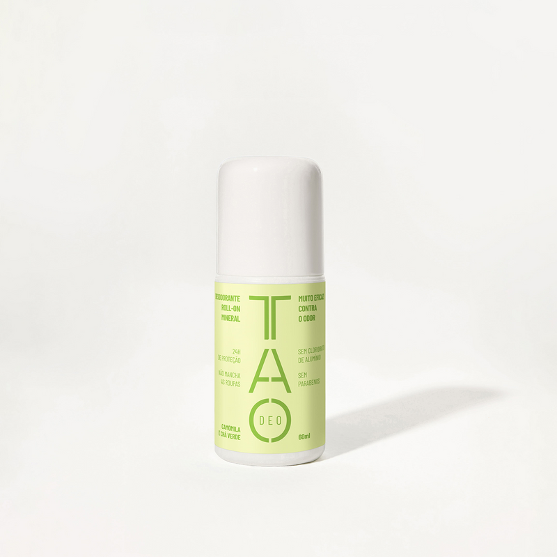 Desodorante Natural Roll-on 60ml. Camomila e Chá Verde, Sem Alumínio e Vegano.