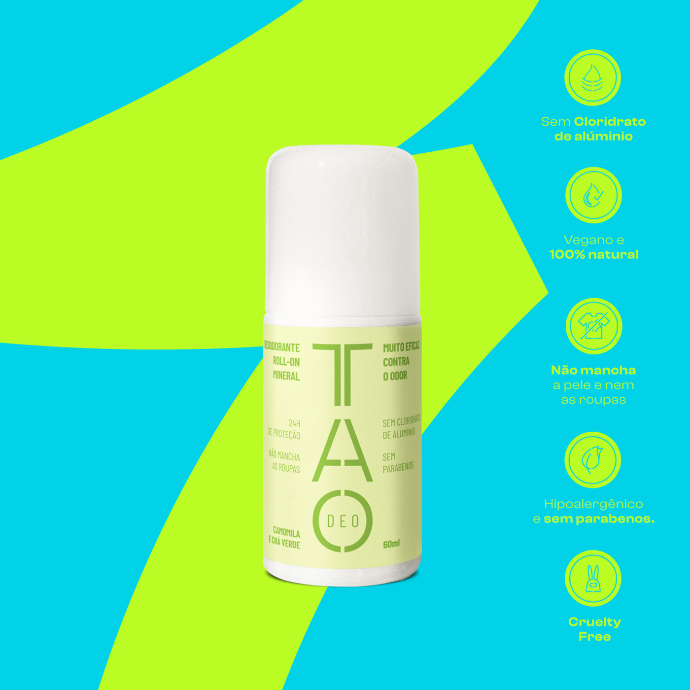 Desodorante Natural Roll-on 60ml. Camomila e Chá Verde, Sem Alumínio e Vegano - Imagem 4